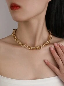 1 件歐美風格男女粗鏈項鍊嘻哈風格時尚飾品 - 金色 - 查看 5