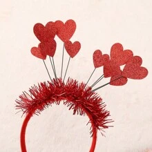 1pc Fashionable Headband With Red Glitter Heart For Valentine'S Day, Festival Party Decoration - Red - View 3