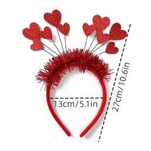 1pc Fashionable Headband With Red Glitter Heart For Valentine'S Day, Festival Party Decoration - Red - View 4