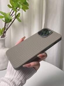 1pc TPU 3D Knitted Texture Grey Soft Phone Case Compatible With Apple IPhone 16 Series - Grey - View 3