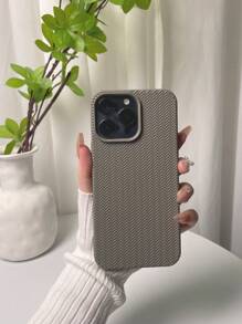 1pc TPU 3D Knitted Texture Grey Soft Phone Case Compatible With Apple IPhone 16 Series - Grey - View 2