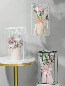 10/5/1件教师节透明橱窗礼品袋、鲜花包装礼品袋、带窗手提袋、毛绒公仔礼品袋、小熊花朵礼品袋、泰迪熊花朵透明礼品袋、情人节礼品包装袋、母亲节礼品包装袋、圣诞节礼品袋