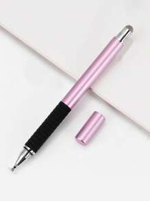 Dual Touch Screen Capacitive Pen With Disc And Fiber Nib, Draw And Write Stylus For Phone/Ipad/Tablet/Laptop - Pink - View 1