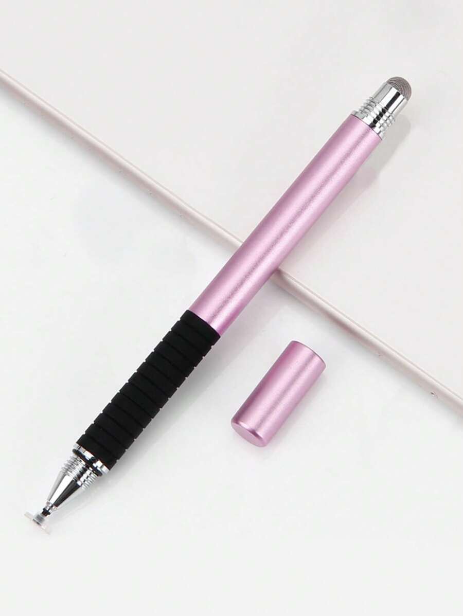 Dual Touch Screen Capacitive Pen With Disc And Fiber Nib, Draw And Write Stylus For Phone/Ipad/Tablet/Laptop - Pink - View 1