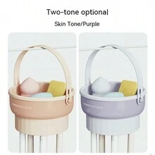 1pc Makeup Brush Cleaning Box Sponge Brush Dry Cleaning Cleaner Powder Puff Wash Brush Box Makeup Tools Drying Storage Shelf Storage Device - Blue - View 1