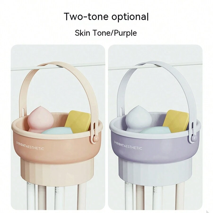 1pc Makeup Brush Cleaning Box Sponge Brush Dry Cleaning Cleaner Powder Puff Wash Brush Box Makeup Tools Drying Storage Shelf Storage Device - Blue - View 1