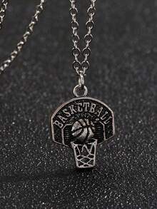 1pc Men's Basketball Hoop Pendant Necklace - Men's Basketball Hoop Pendant Necklace - View 5