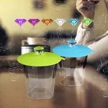 各 1 件 綠玫瑰橙 3 合 1 彩色矽膠壓克力鑽石馬克杯蓋通用 11 厘米吸水密封防塵杯蓋熱茶咖啡杯蓋 - 米色 - 查看 2
