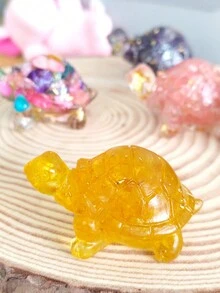 1個1.96*1.18*1.06英寸樹脂水晶烏龜小時尚飾品 - 1件黃色+金箔 - 查看 3