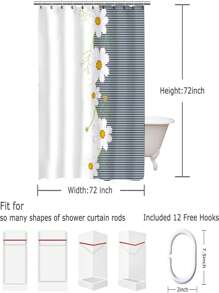 1pc Creative Minimalist Style Fringe & Printed Waterproof Bathroom Shower Curtain For Decor - Multicolor - View 2