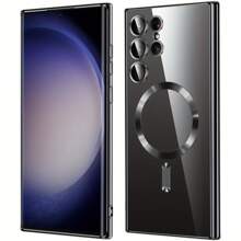 Minimalist Business Magnetic Adsorption Electroplated Case (With Tail) Compatible With IPhone 17 Pro Max/17 Pro/17/Air/16/15/14/13/12/11, S25/S25 Ultra/S25 Plus/S24 Ultra/S24 Plus/S24/S23/S22/S21 Series Magnetic Phone Case - Black - View 5