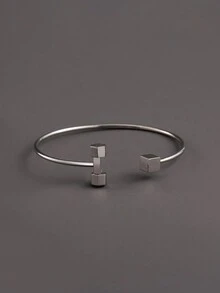 1 件創意個人化運動不鏽鋼 18k 鍍金啞鈴形袖口手鐲適合男士和女士派對配件 - 款式1 - 查看 10