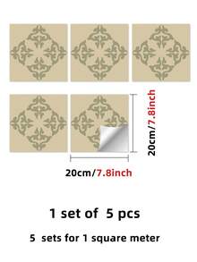 5pcs/Set Pvc Self-Adhesive Removable Decorative Tile Stickers (7.8x7.8 Inch) With Simple Style Design, Protect Against Scratches, Perfect For Bedroom, Living Room, Kitchen, Bathroom Renovation And Home Decor - Multicolor - View 8