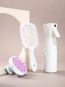 3入組美髮工具套裝,中空出路梳子,濕或乾髮皆可使用的梳子,梳子適用於各種髮質,200毫升噴瓶,頭部按摩洗髮刷頭部去角質適用於濕或乾髮洗髮刷,護髮套裝 - 白色 - 查看 2
