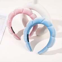 化妝和臉部護理頭帶套裝,帶海綿雲形頭帶和手帶,適合女性 - 粉色 - 查看 3