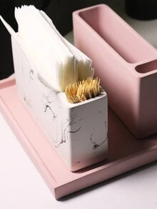 1pc Cement Material Toothpick & Tissue Holder - White - View 3