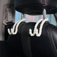 2入組帶珍珠裝飾的汽車座椅後部掛鉤,多功能座椅頭枕掛鉤 - 白色 - 查看 8