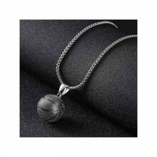 籃球項鍊籃球吊墜項鍊不鏽鋼運動項鍊 - 銀色 - 查看 1