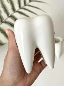 1pc White Ceramic Toothbrush Holder - White - View 2