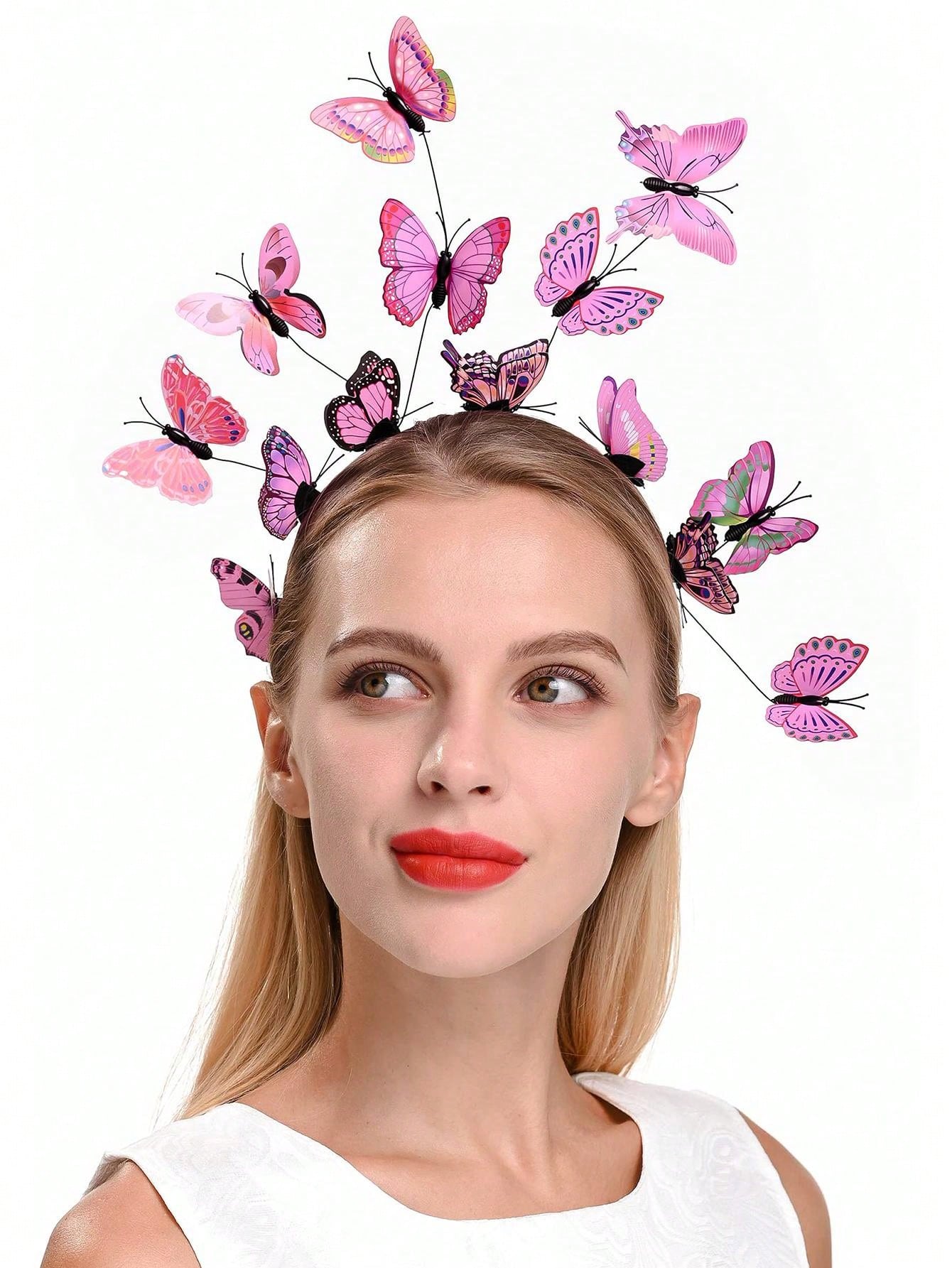 1pc Plastic Butterfly Headband Fascinator Hats Women Monarch Tea Party