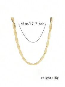 女款金色手工針織不鏽鋼頸鏈，新潮流個性化鎖骨鍊，非碰撞式設計