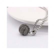 籃球項鍊籃球吊墜項鍊不鏽鋼運動項鍊 - 銀色 - 查看 4