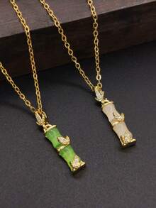 中式竹段項鍊女款,銅飾珠寶流行配件,生日禮物 - 項鍊 - 查看 2