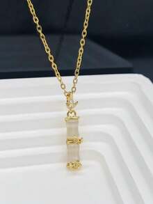 中式竹段項鍊女款,銅飾珠寶流行配件,生日禮物 - 項鍊 - 查看 4