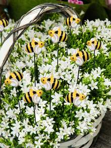 10 Piezas Estacas Decorativas Para Jardín Con Diseño Realista De Insectos Y Abejas Para Decoración Del Césped, 10 Piezas Por Set - Multicolor - Ver 4