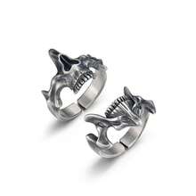 2pcs/Set Skull & Gun Shaped Punk Vintage Style Open Ring, Suitable For Men's Daily Wear - Gun Black - View 5