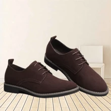Men's Brown Fashionable Suede Leather Casual Sneakers In Multicolor, Plus Size - Brown - View 4