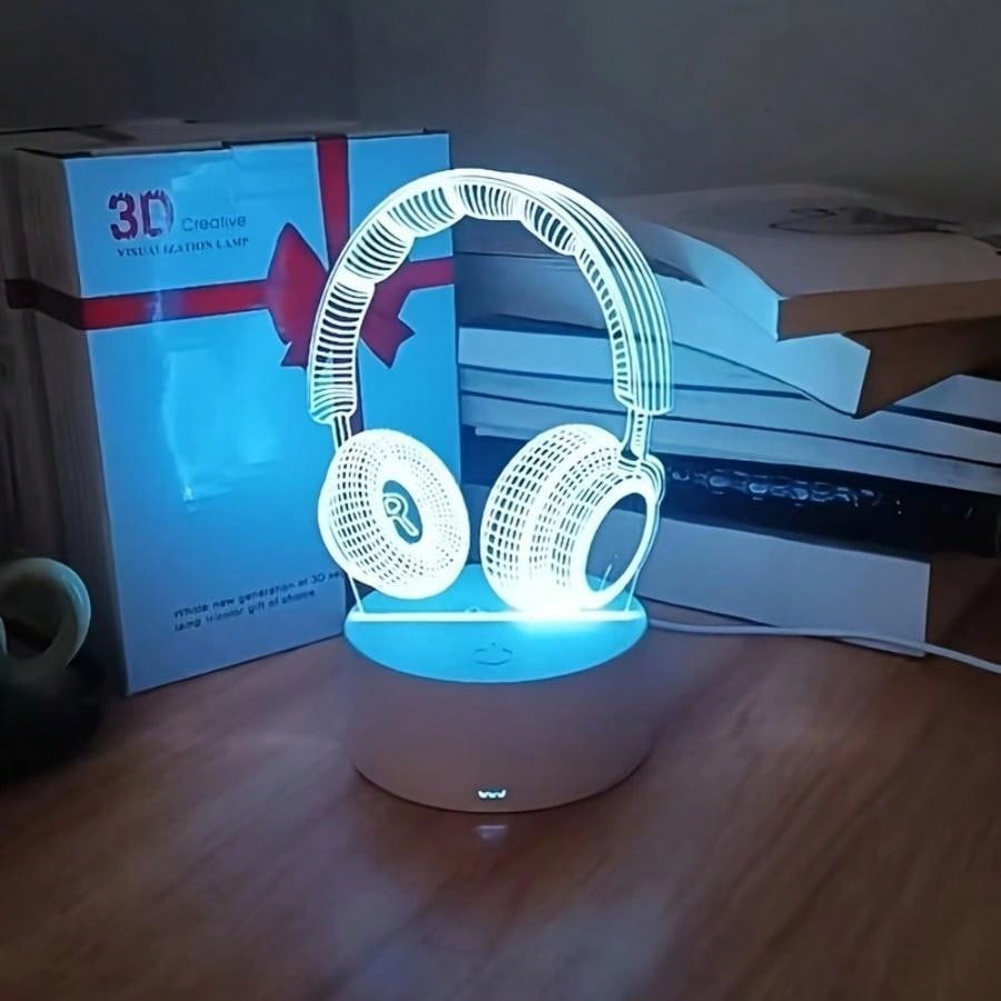 3d Headphone Shaped Night Light, Bedside Companion Lamp, Ideal Gift For