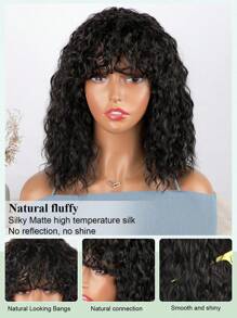 Natural Messy Medium Length Curly Hair, Black Wavy Wigs With Heat Resistant Synthetic Wig Suitable For Daily Gatherings And Halloween Wigs  Curly Hair With Bangs