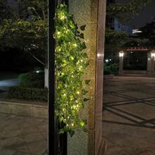 Solar Powered Vine Lights Led Simulation Green Leaf Vine Lights Maple Ivy Lights With Copper Wire - Green - View 2