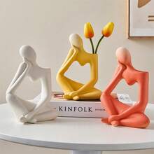 1個北歐風格創意花瓶裝飾抽象藝術ins家居客廳電視櫃桌上裝飾品,適合花藝佈置 - 白色 - 查看 5