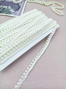 串珠蕾絲絲帶適用於服裝配件、縫紉、鞋子、帽子、包包 Diy 手工藝品裝飾 - 白色 - 查看 1