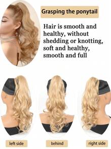 合成爪夹马尾接发 18-26 英寸长卷发黑金色棕白色马尾假发 女士（浅金色） - 金色 - 查看 7