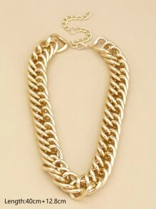 1 件歐美風格男女粗鏈項鍊嘻哈風格時尚飾品 - 金色 - 查看 2