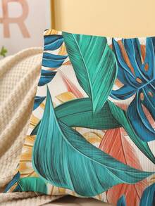 1個復古植物葉印花坐墊套,摩登枕頭套,單面印花,沙發裝飾坐墊套無內芯,家居裝飾 - 彩色 - 查看 3
