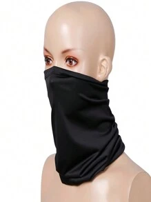 1pc Black Ice Silk Magic Headscarf Neck Gaiter For Outdoor Cycling Sports, Summer Sunscreen - Black - View 4