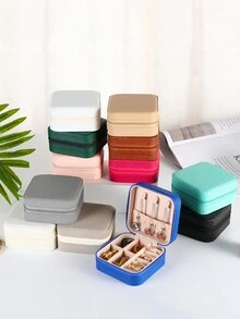 1pc Portable Travel Sqaure Jewelry Organizer Box For Women Gift - Square Jewelry Case - View 1