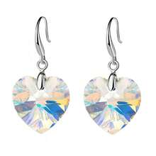 Fashion Ocean Heart Design Blue Crystal & Glass Earrings For Women, Heart Shaped Pendant Jewelry - Red - View 10