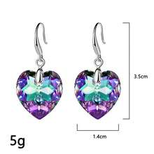 Fashion Ocean Heart Design Blue Crystal & Glass Earrings For Women, Heart Shaped Pendant Jewelry - Red - View 3