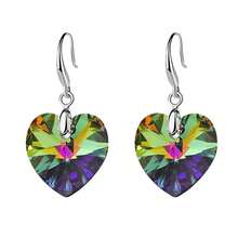 Fashion Ocean Heart Design Blue Crystal & Glass Earrings For Women, Heart Shaped Pendant Jewelry - Red - View 7