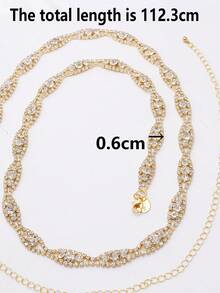 1入優雅的橢圓形鑽石腰鏈飾品,適用於女性派對和假日裝扮 - 金色 - 查看 5