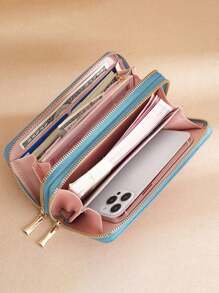 New Style Women's Wallet & Fashionable Clip & Handheld With Double Zipper Closure Phone Pocket For Women Wallet Purse Wallet Long Wallet Wristlet Wallet