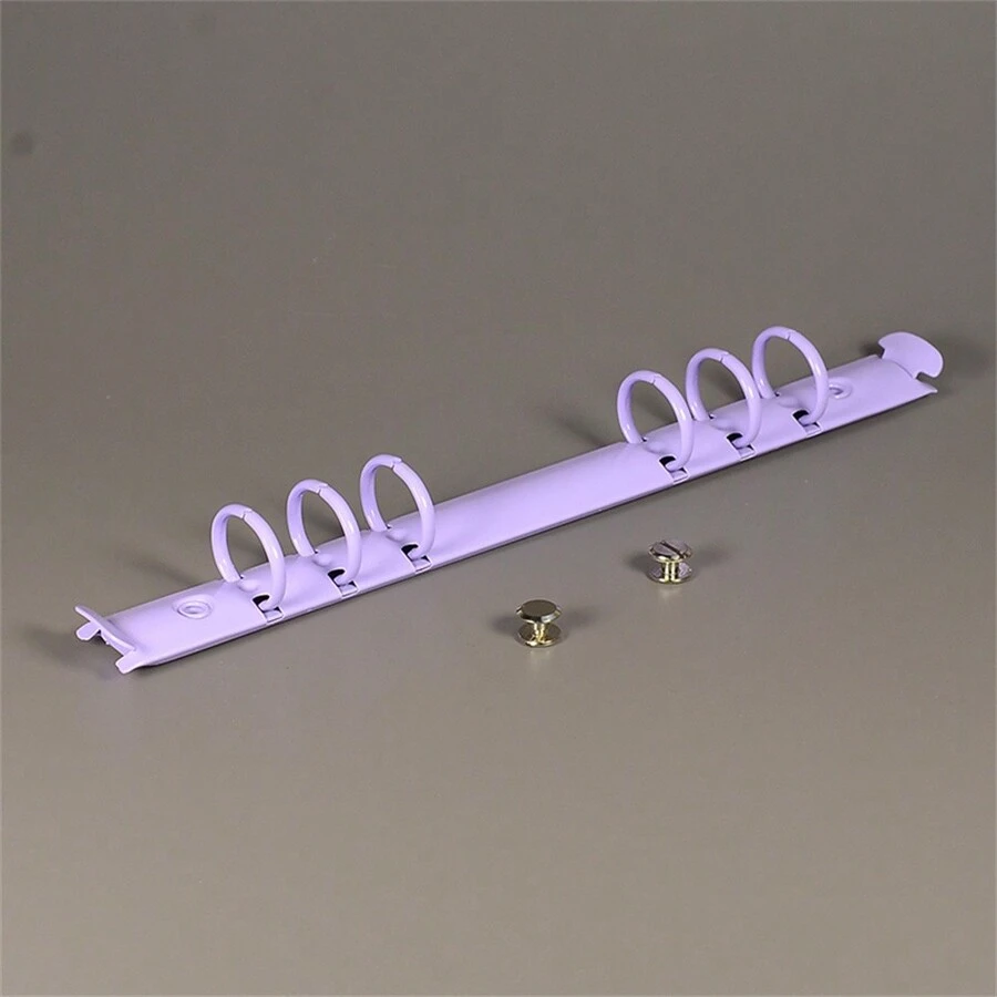 Multicolor O-Ring A4-A7 Size Metal Loose Leaf Binder Clip For Notebook Storage, Detachable - Purple - View 1