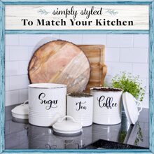 Set Of 3 White Kitchen Storage Canisters Airtight Coffee Sugar Tea Canisters - White - View 5