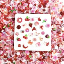 1 盒混合紅玫瑰、月亮、櫻桃、蝴蝶結、心形美甲裝飾 - 紅色 - 查看 4