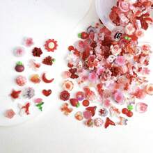 1 盒混合紅玫瑰、月亮、櫻桃、蝴蝶結、心形美甲裝飾 - 紅色 - 查看 6